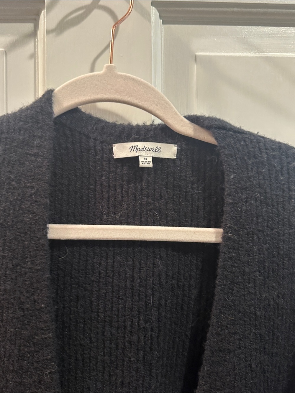 Madewell Black Open-Front Chunky Knit Cardigan